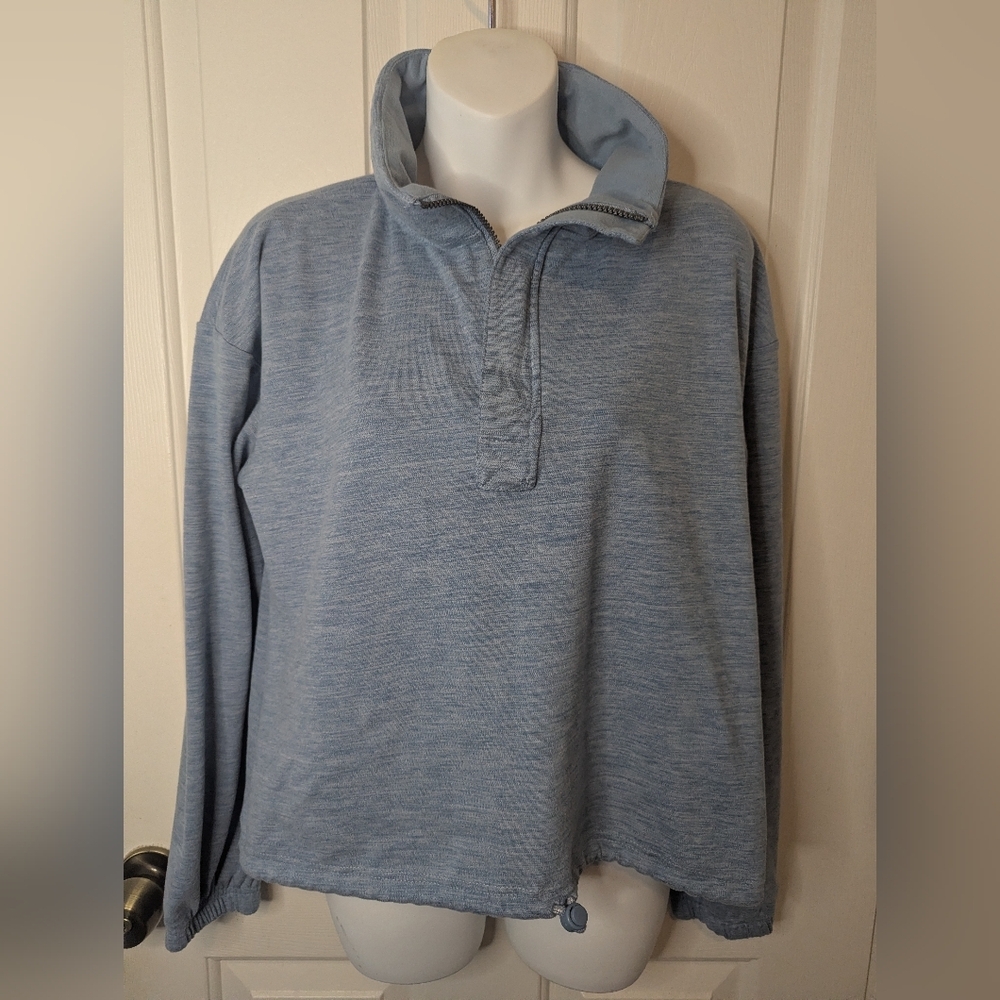 Avalanche Lightweight 1/4 Zip Pullover Drawstring Mock Neck Super Soft Blue Sz S